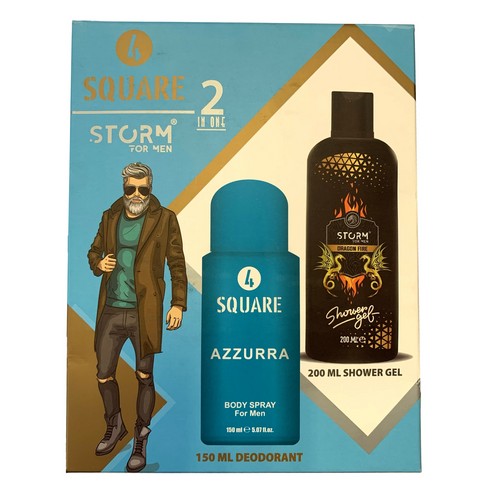 4 SQUARE muski set 2/1 Azzurra (deo spray 150ml + kupka 200ml)