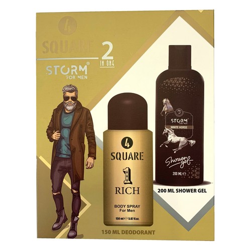 4 SQUARE muski set 2/1 One rich (deo spray 150ml + kupka 200ml)
