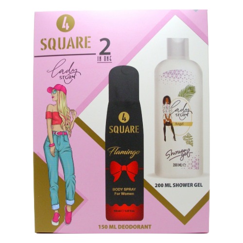 4 SQUARE zenski set 2/1 Flamingo (deo spray 150ml + kupka 200ml)