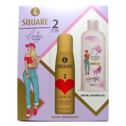 4 SQUARE zenski set 2/1 I love gold (deo spray 150ml + kupka 200ml)
