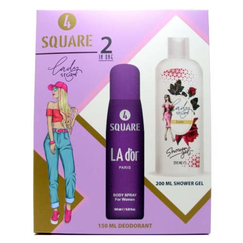 4 SQUARE zenski set 2/1 LA D'OR (deo spray 150ml + kupka 200ml)