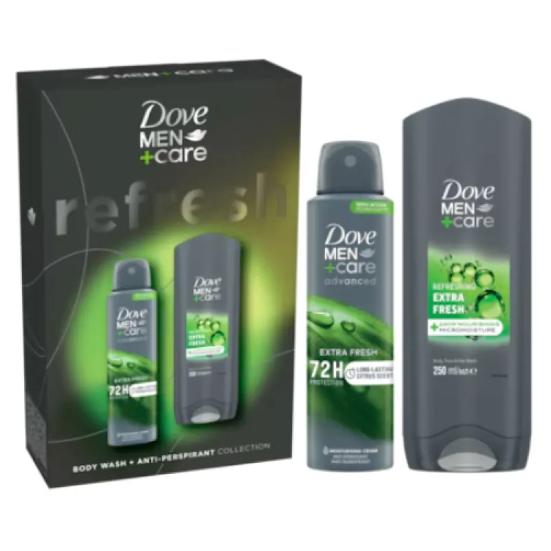 DOVE Muski set 2/1 Refresh ( kupka 250 ml Extra Fresh + dezodorans 150ml )