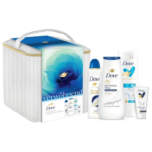 DOVE Zenski Set Neseser 4/1 Werwohnend ( kupka 225 ml + losion 400ml + dezodorans 150 ml + krema za ruke 75 ml )