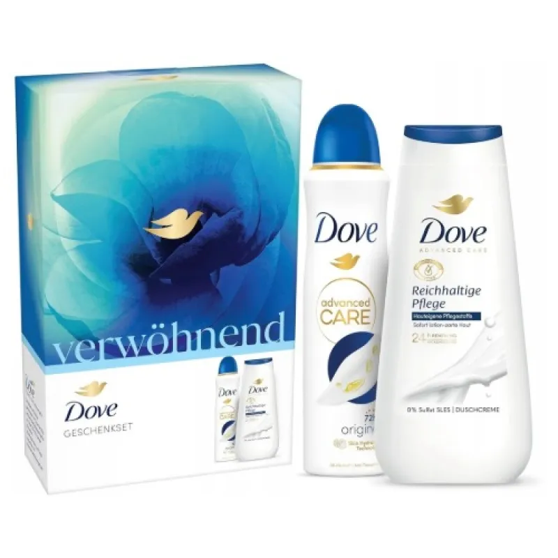 DOVE Zenski Set 2/1 Nourish (kupka 225 ml Deeply nourish. + dezodorans 150ml Original)