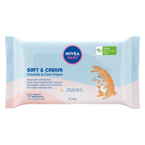 NIVEA vlazne maramice za bebe 57 kom Soft&Cream Cleanse&Clear