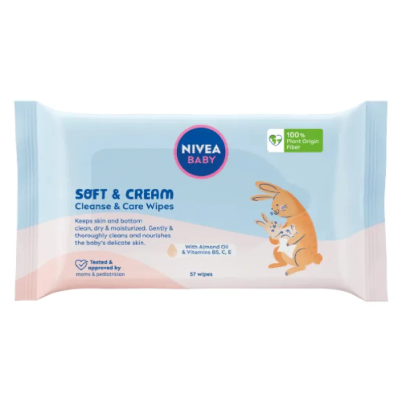 NIVEA vlazne maramice za bebe 57 kom Soft&Cream Cleanse&Clear