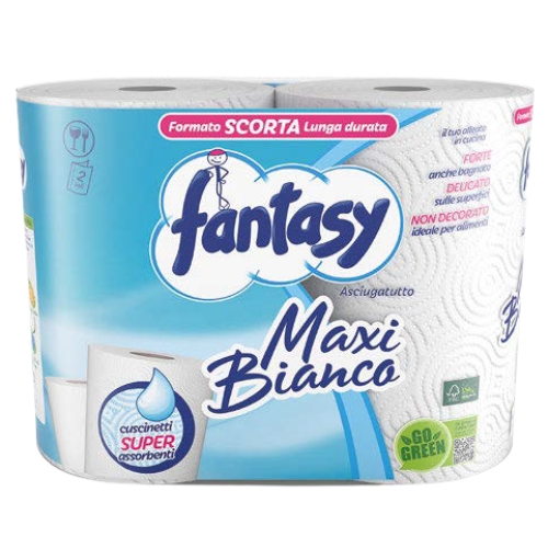 FANTASY Ubrus za domacinstvo SUPER MAXI Bianco - 2 rolne dvoslojni