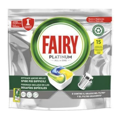 FAIRY Kapsule za mas.pranje sudja 15 kom Platinum All in One Lemon