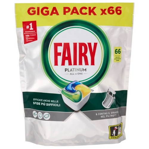 FAIRY Kapsule za mas.pranje sudja 66 kom Platinum All in One Lemon